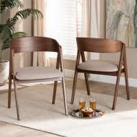 Baxton Studio WM1900B-Latte/Walnut-DC Danton Mid-Century Modern Beige Fabric Upholstered and Walnut Brown Finished Wood 2-Piece Dining Chair Seti
